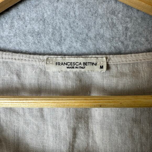 Francesca Bettini Linen Top Womens Sz Medium Made In Italy Beige Lagenlook Tunic - Picture 2 of 9